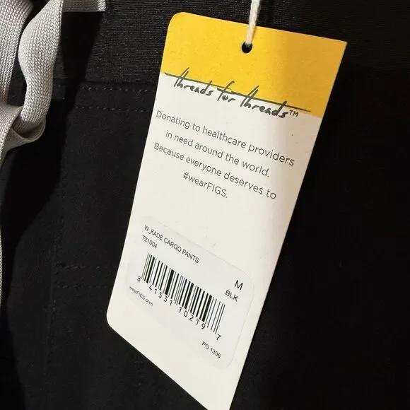 NWT FIGS M Set Ejura Scrub Tunic Top & Kade Cargo Scrub Pants Black Medical Tech - Picture 6 of 16